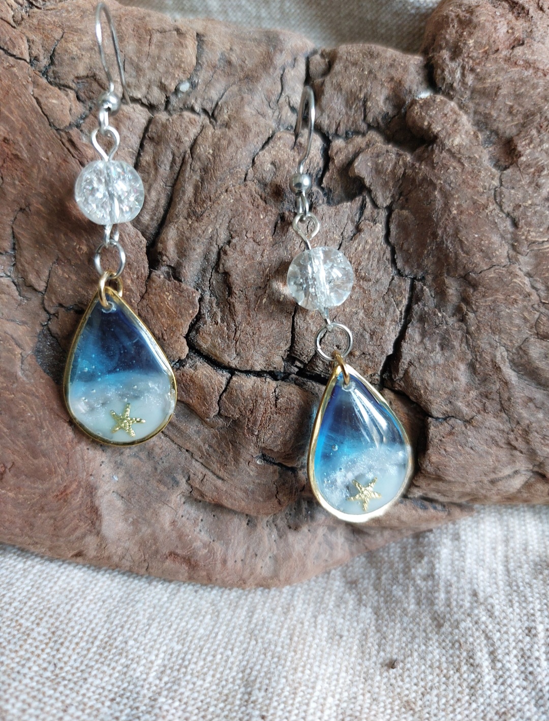 Boucles Goutte de marée – Étoiles – Luminica Bijoux