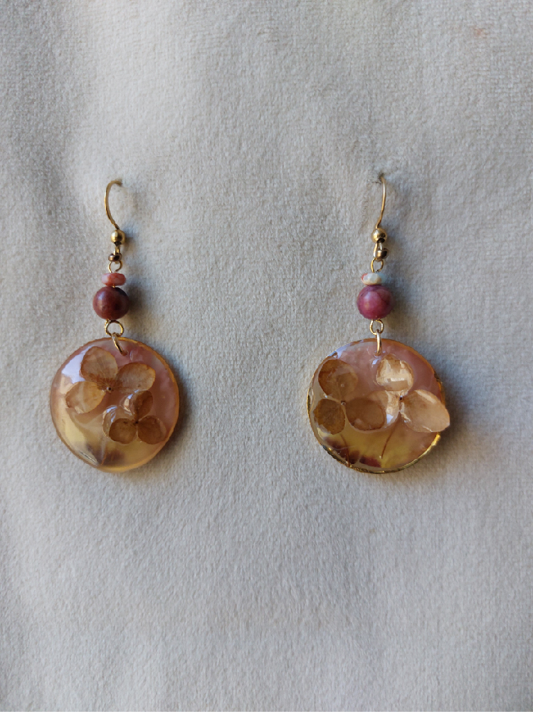 Boucles « Écus aux Hortensias » — Luminica Bijoux